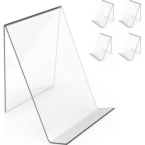Soporte para libros de 4 piezas, soporte acrílico para libros de cocina, estable, ligero, sujetalibros, transparente (1/5)