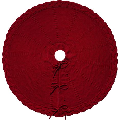 Tapis de sapin de Noël tricoté en une seule pièce, tablier de sapin de Noël, ornement de tapis de sapin de Noël, décoration de Noël rouge (1/5)