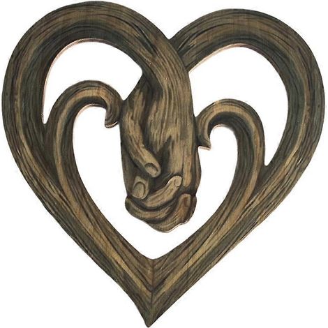 Décoration murale Cœur Mains Tenant l'Œil, Faux Cœur en Bois, Sculpture Murale Unique pour Salle de Bain, Salon, Maison (1/5)