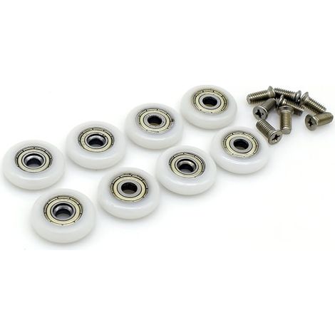Roulettes pour porte de douche diamètre 23 mm, lot de 8, avec vis M5 (101-23-M5-8) (1/4)