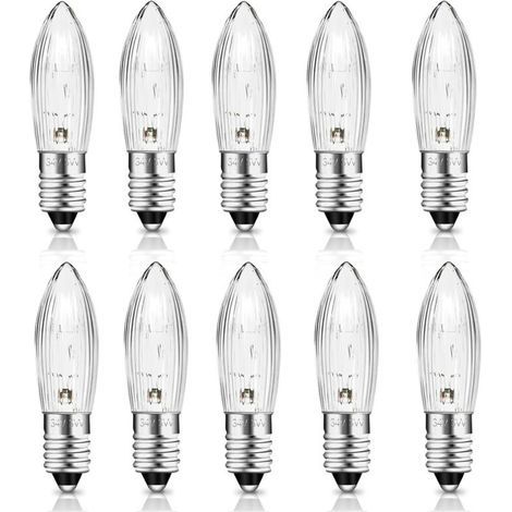 Ampoule E10 34V 3W Bougie, 30LM Blanc Chaud 2700K, Ampoule Bougie E10 pour Arche Lumineuse, Arbre de Noël, Guirlande, Lot de 10 (1/5)