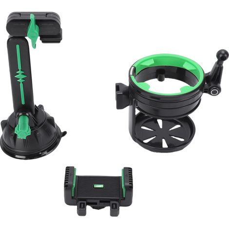 Support de téléphone pour porte-gobelet de voiture, 2 en 1, aspiration rotative à 360 °, convient aux téléphones de 4 à 7,2 pouces, pour tige d'extension de camion de camion de grue d'excavatrice-vert (1/5)