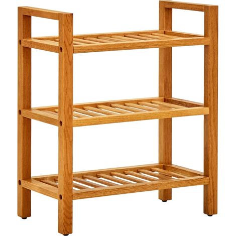Zapatero con 3 estantes madera maciza de roble 50x27x60 cm vidaXL (1/2)