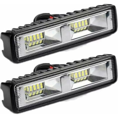 x LED-Arbeitsscheinwerfer, 12 V, 24 V, 16 LEDs, 48 W, Arbeitsscheinwerfer, Offroad-Arbeitsscheinwerfer, IP67, wasserdicht, Tiefe für Motorrad, Traktor, Auto, LKW, ATV, SUV (48 W) (1/4)