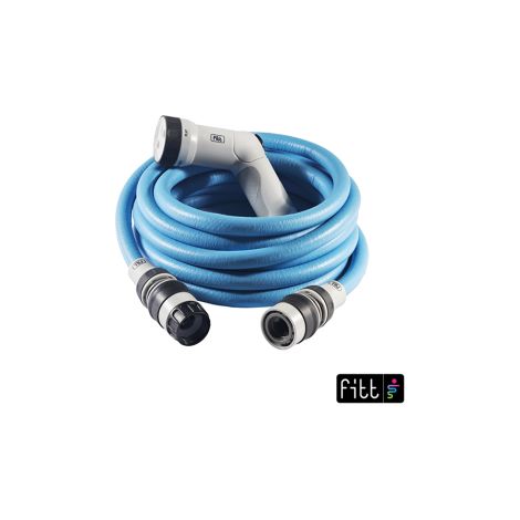 FITT IKON 10 m - Gartenschlauch, ausziehbar, kompakt, leicht und sofort einsatzbereit, mit Multifunktions-Pistole, Blau