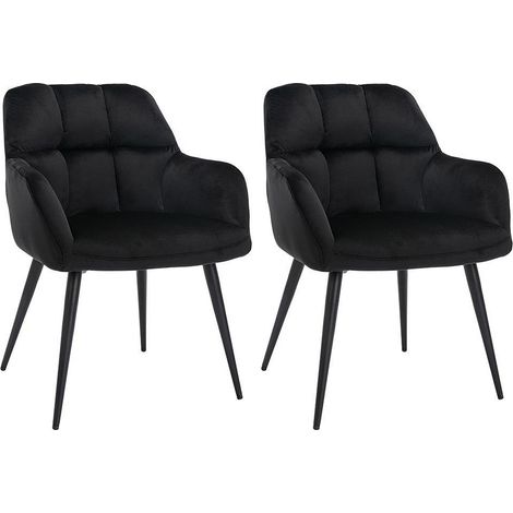Lot de 2 chaises avec accoudoirs - Velours et métal - Noir - PEGA de Pascal MORABITO (1/4)