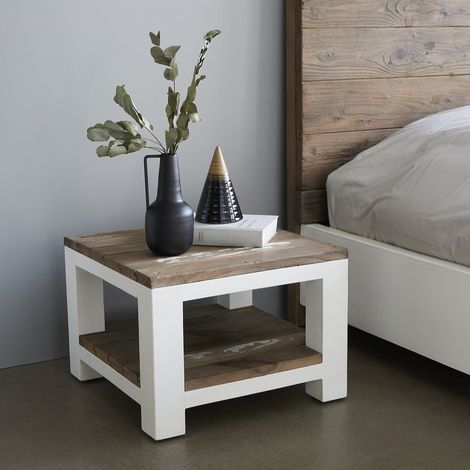 Table de chevet en bois recyclé massif