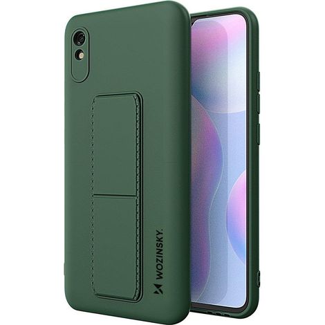 cofi1453® Kickstand Hülle Bumper aufstellbar kompatibel mit iPhone 13 Silikon Hard Case Schale Zubehör Tasche Schutz mit integriertem Magneten Dunkel Grün
