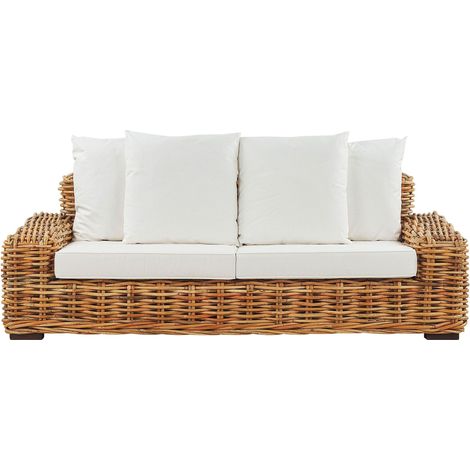 Garden Sofa 3 Seater FORLI Rattan Natural (1/5)