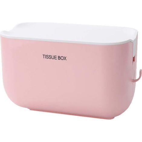 Porte-Rouleau de Papier Toilette avec Support de Rangement et Crochet, Porte-Rouleau de Papier Toilette Auto-adhésif sans poinçon, Support Mural pour Papier hygiénique, Rose (1/2)