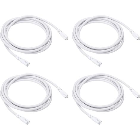 Fil de Connexion pour Lanterne LED T5 T8 de 2 Mètres / 6,6 Pieds, Lot de 4 Câbles à Double Extrémité à 3 Broches pour Rallonge d'alimentation pour Tube LED Intégré, Blanc (1/5)