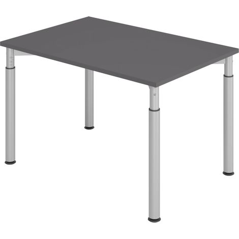 bümö Schreibtisch Serie-Y Rechteck: 120 x 80 cm  Graphit Silber