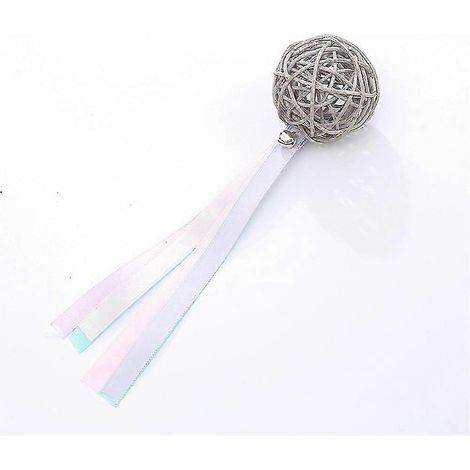 (1 pièce, gris) 5 jouets pour chat : balle en rotin multicolore avec grelot, interactifs, pour l'entraînement et le jeu des chatons. Accessoires pour animaux de compagnie. (1/3)