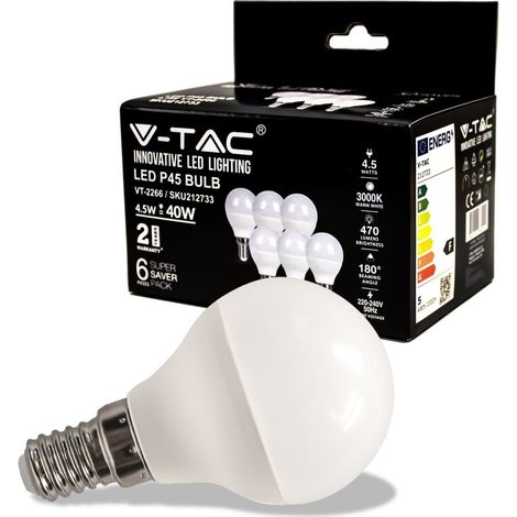V-TAC VT-2266 Lampadina LED Mini globo SMD P45 4.5W E14 bianco naturale 4000K - (box 6 pezzi) SKU 212734 (1/6)