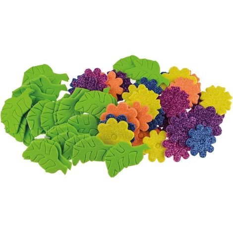 58 autocollants de fleurs en mousse