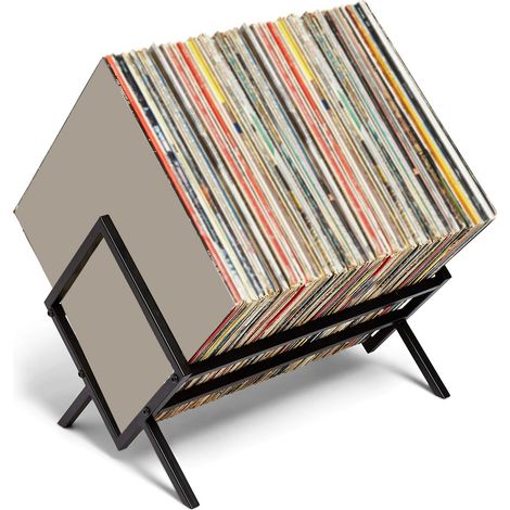 Porte-Disque Rack de Stockage Albums CD Support à 45° en Acier Carboné avec Anti-Glissement 1 Étage - Compact & Minimaliste (1/5)