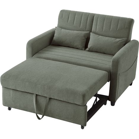 Canapé-lit pliant 2 places,design simple,dossier 3 positions,tissu coton-lin respirant-Da