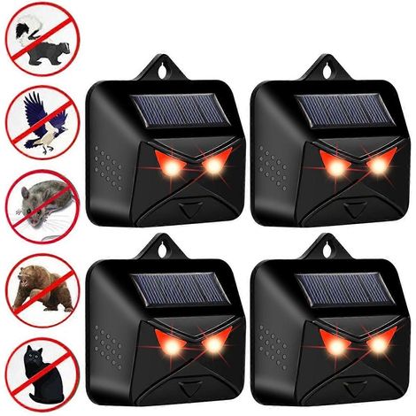 Répulsif anti-animaux étanche à énergie solaire avec lumière LED rouge 209A (4 pièces/boîte) (1/4)