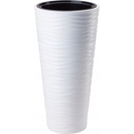 Maceta redonda fina Sahara Dunes de 30 cm  Blanca