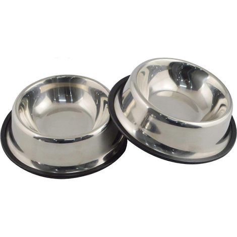 Gamelle pour chien en acier inoxydable avec base en caoutchouc pour chiens de petite, moyenne et grande taille, gamelle pour nourriture et eau - Choix parfait (Lot de 2) (1/4)