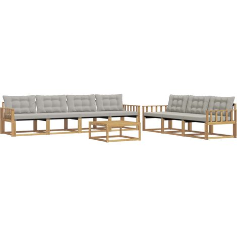 Conjunto de sofás de exterior 8 pcs Blanco y Gris Claro vidaXL (1/5)