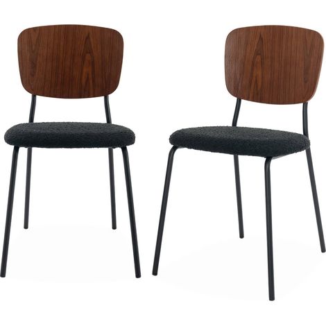sweeek - 2er-Set Stühle mit strukturiertem Bouclé-Sitz