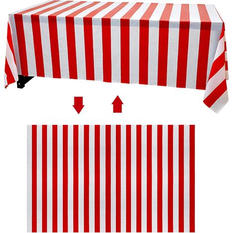 Nappe de Noël à rayures rouges et blanches, décoration de table de fête, pour table basse, restaurant, cuisine, intérieur et extérieur (dimensions : 274 x 137 cm) (1/5)
