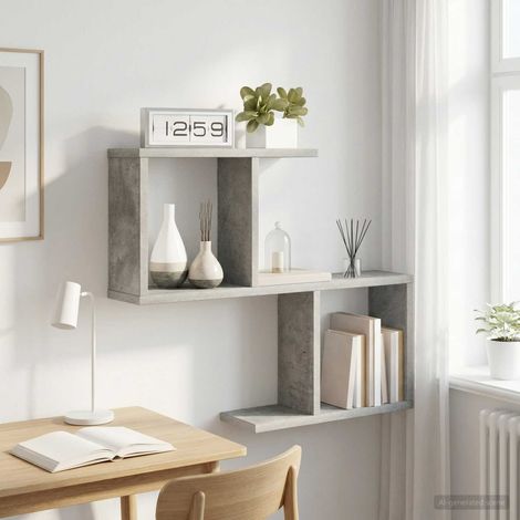 vidaXL Étagère Murale Gris béton 60 x 12 x 50,5 cm Bois d'ingénierie (1/5)