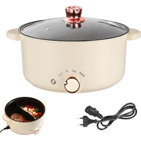 Appareil a Fondue, Fondue Chinoise 4 L à avec Compartiments Rechaud Electrique Pot 1 000 W avec 3 Réglages de Puissance pour Cuire des Fondues Préparer des Soupes Faire Bouillir des Nouilles (1/5)