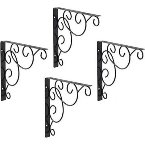 ZOLGINAH 4PCS Support d'étagère Mural Métal-Support Équerre pour Étagère Triangulaire en Fer forgé pour Salle de Bains, Cuisine (4PCS)