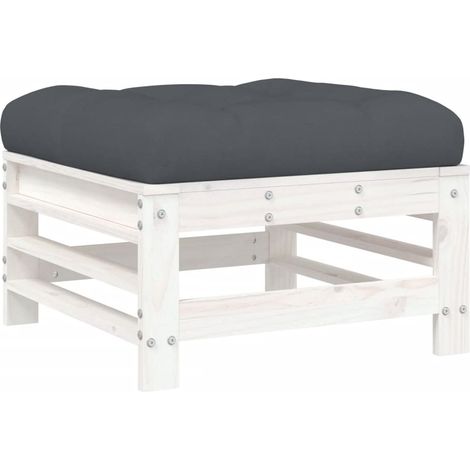 Maison Exclusive - Gartenhocker mit Kissen Weiß Massivholz Kiefer