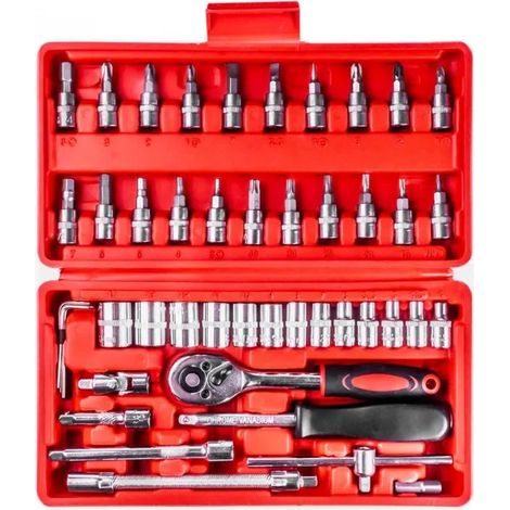 Llaves y dados amio 03136 46 piezas acero cromo vanadio