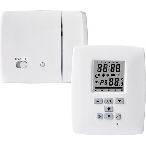 Electraline 59218 Termostato Digitale Wireless con Trasmettitore Radio 868 MHZ, Bianco (1/2)