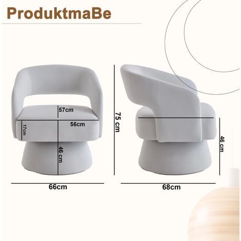 Drehbarer Sessel 68x66x75 cm beige, offener Rücken, Samtbezug, 360°-Drehfuß MEUBLIV (1/5)