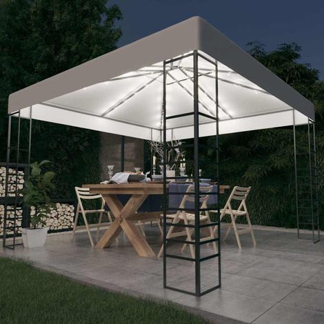 Tonnelle de Jardin Tente de réception - Rapide à Installer de jardin avec guirlande lumineuse à LED 3x3 m Blanc BV148644 - BonneVie (1/5)
