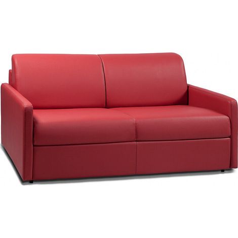Divano letto 3 posti express in similpelle rossa con seduta memory foam - Letto 140 cm - Materasso 22 cm memory foam - CALIFE (1/2)