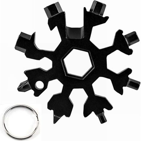 Outil multifonction 18 en 1 en acier inoxydable, tournevis porte-clés portable et ouvre-bouteille, livré dans un coffret cadeau (noir)