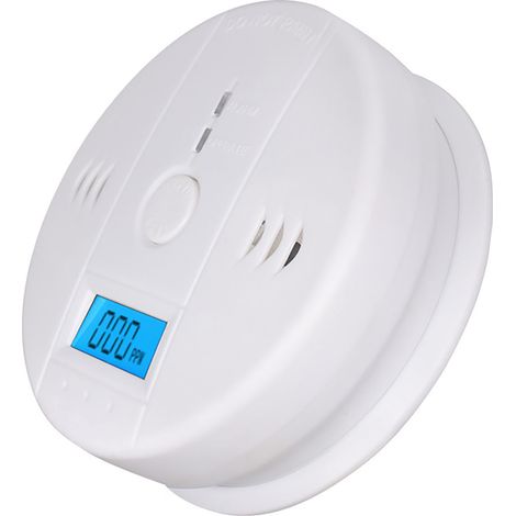 Détecteur de monoxyde de carbone sans fil 2 pièces, écran LED rétroéclairé bleu, capteur CO 0-999 ppm, alarme sonore et visuelle pour maison et camping. (1/5)