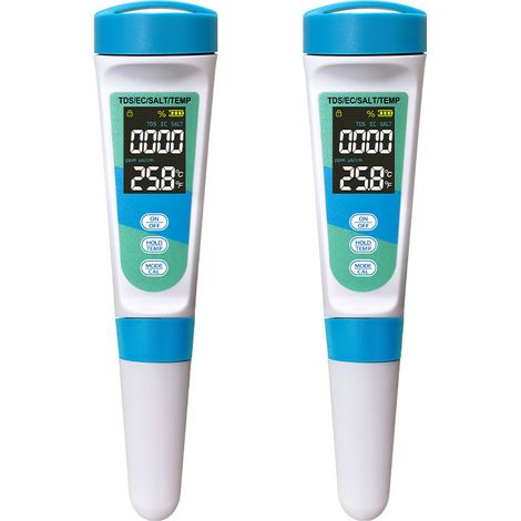 NICOLA 4-in-1 Multifunktions-Wasserqualitätsanalysator (2 Stück), hochpräziser Sensor, LCD-Display, ideal für Schwimmbäder, 17 x 3 x 1,5 cm