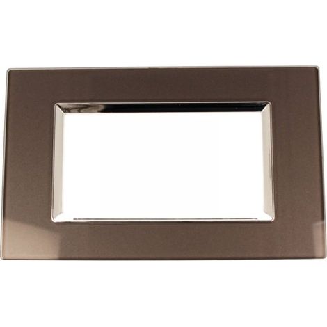 Placca Quadrata In Vetro Temperato MBL 4M Grigio Compatibile Bticino Living BLN84410