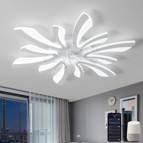 Plafonnier Ventilateur de Plafond, WiFi Ventilo Plafond avec Lumière, Luminaire Ventilateur Techo pour Chambre, Cuisine, Blanc (1/5)