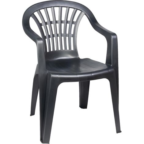 Poltrona da Giardino Impilabile, Sedia con Braccioli per Esterno e Terrazza, Grigio Antracite