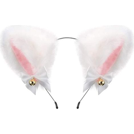1 Serre-tête, oreilles de chat, fausse fourrure, polyester, élastique, déguisement, femme, fille (1/5)