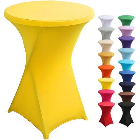 Housse Mange Debout - Housse de Table de Bar Bistrot Ronde Ø 60 cm/Ø 80 cm, Nappe Mange Debout pour Restaurant Bar Table Cocktail Banquet de Mariage Décoration (Jaune,80x110cm) (1/5)