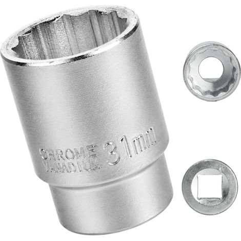 Douille 31mm 3/4" 12 pans, Douille pour clé 3/4 31mm pour clé CR-MO (1/5)