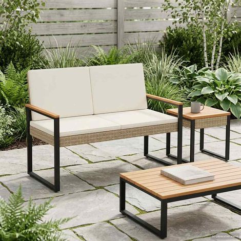 vidaXL Panchina da esterno Beige e Bianco Crema 107 x 61 x 80 cm