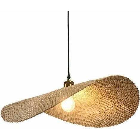 Lustre Pendant Light Ombre Lampe Suspension Tresse De Bambou à La Main Lampe Pendentif E27 Personnalisée Creative Design Hanging Rotin Lustre En Fer Lampe Suspendue Pour Salle à Manger.40CMLuVoir les (1/5)
