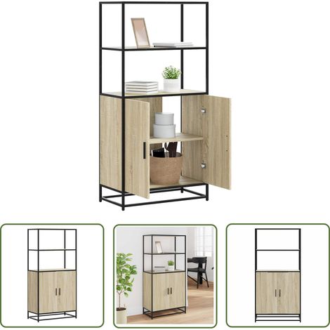 vidaXL Buffet haut chêne sonoma 68x35x139 cm bois d'ingénierie métal (1/5)