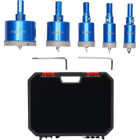 Jeu de 5 Scies Trépan Diamant Ø18-45mm - Tige Triangle 10mm - Acier Rapide pour Carrelage Verre Granit - Perçage Précis Sans Fissure (1/4)