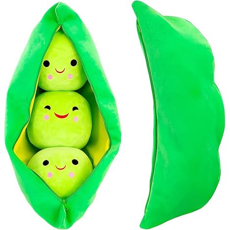 Petits pois géants en cosse, peluche, coussin en forme de cosse de pois, adorable peluche pois, poupée plante, différentes tailles (Haricots verts, 50 cm) (1/5)